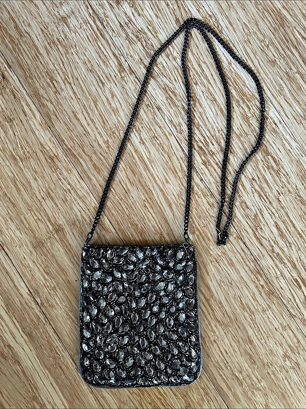 Silver Beaded Mini Crossbody